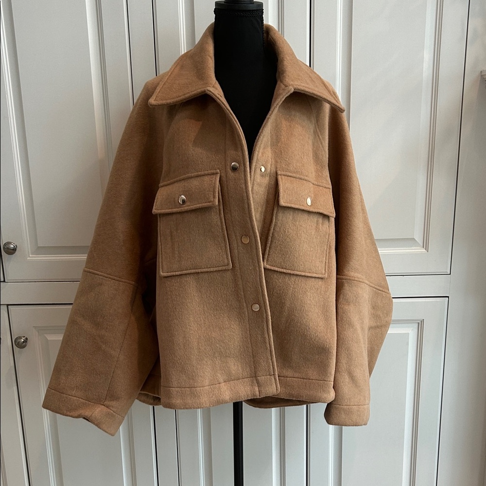 Tuckernuck Camel Brown Wool-Blend Pea Coat